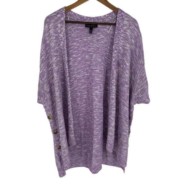 Lane Bryant Purple & White Open Front Cardigan With Button Detail Size 22/24 - Picture 1 of 9